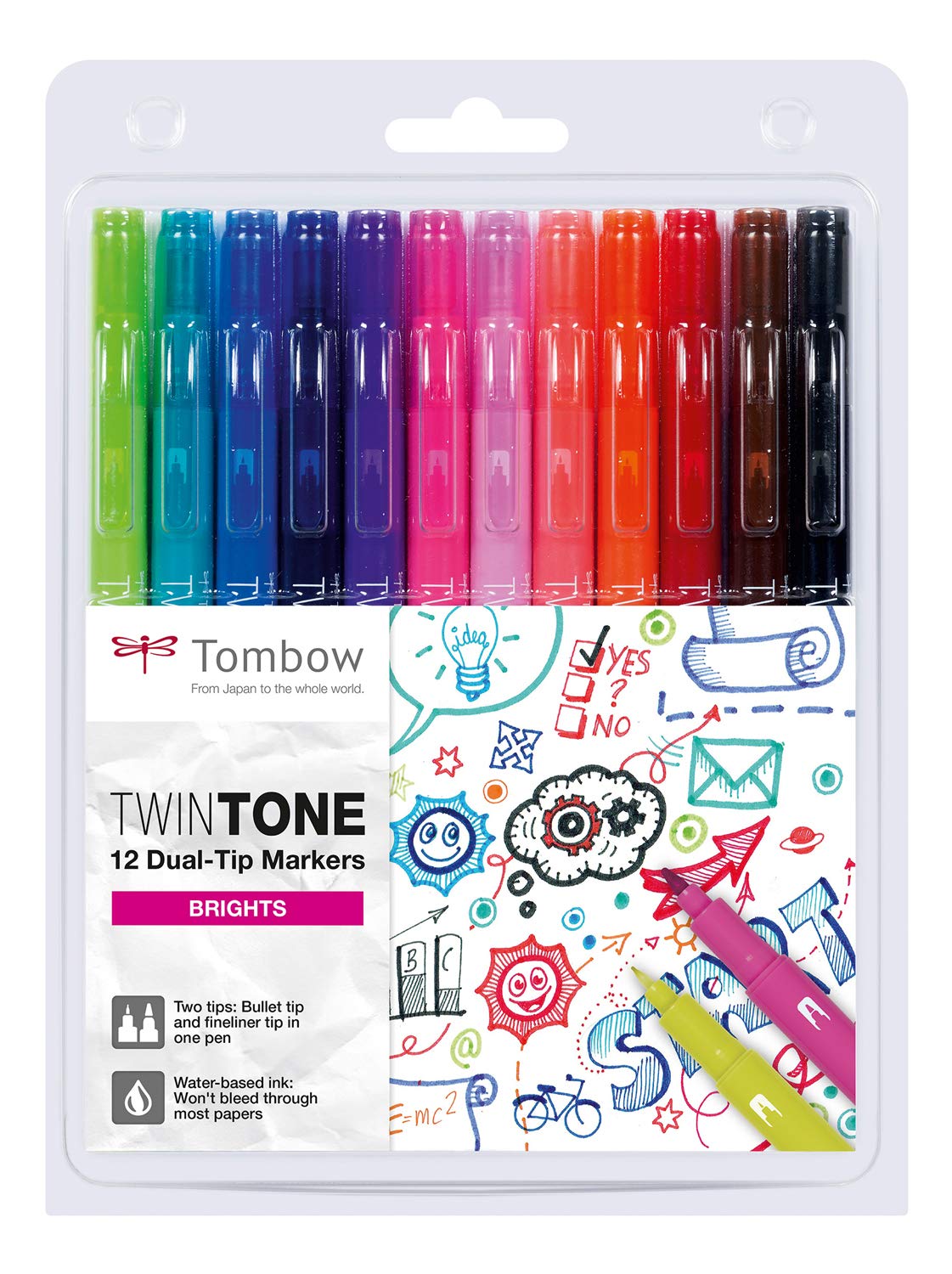 TOMBOW TwinTone — Feutres à deux pointes, kit 12 couleurs