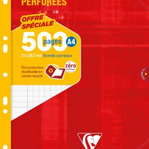 CLAIREFONTAINE — Étui de copies doubles perforées A4 500 pages