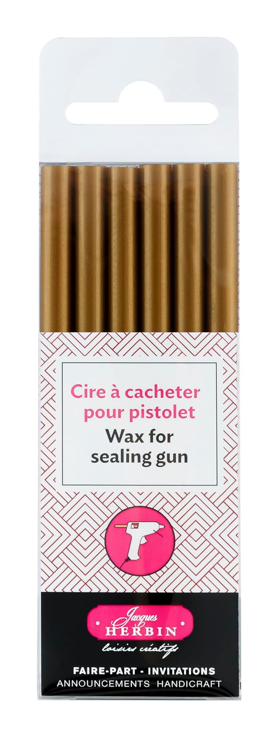 JACQUES HERBIN — Lot de 6 bâtons de cire pour pistolet or