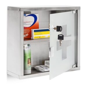 Relaxdays EMERGENCY — Armoire à pharmacie inox 30 x 30 x 12 cm