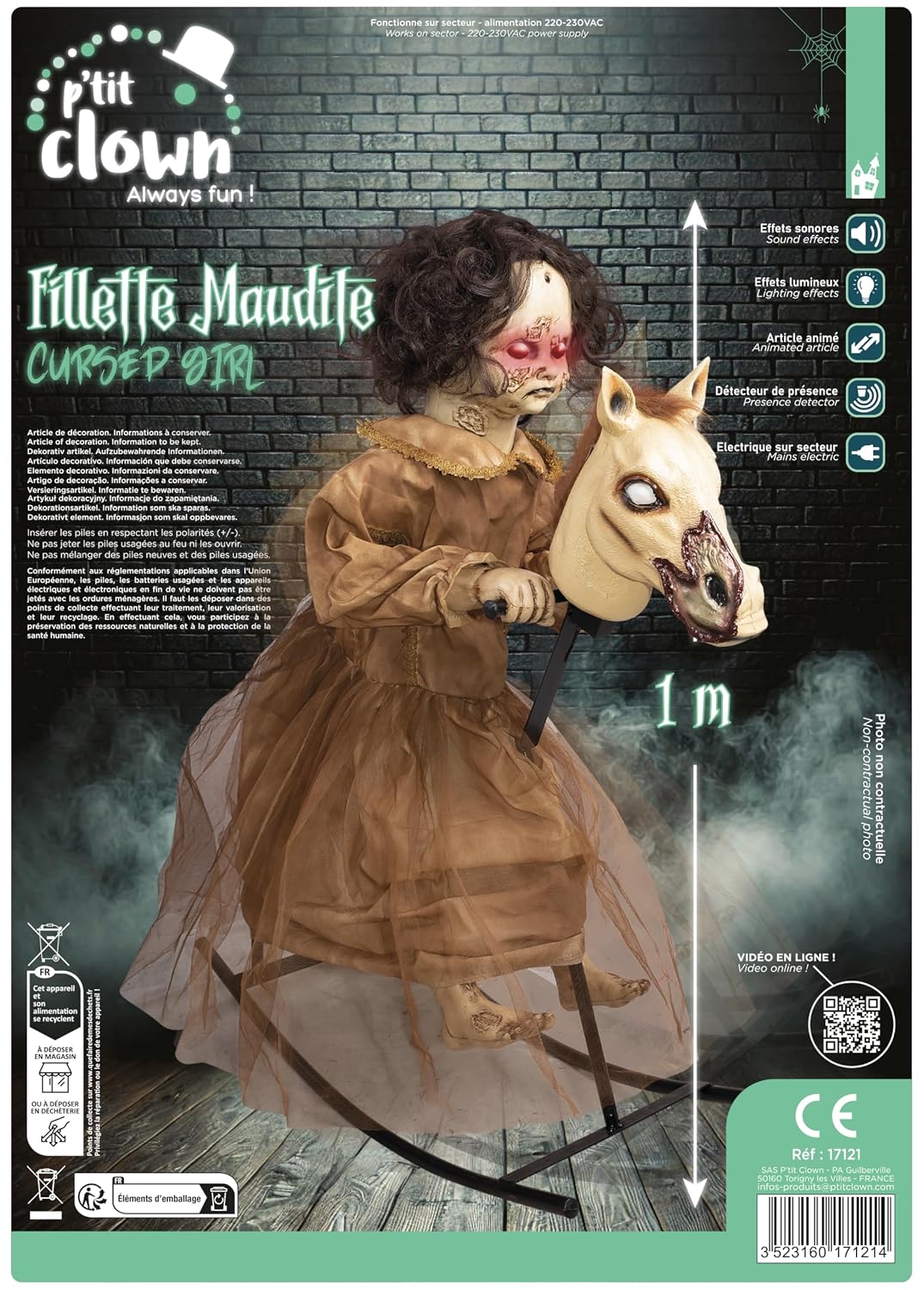 P'tit Clown — Automate Halloween fillette maudite 100 cm – Image 4