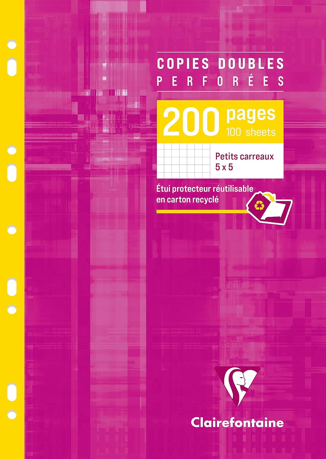 CLAIREFONTAINE — Étui de copies doubles perforées A4 200 pages