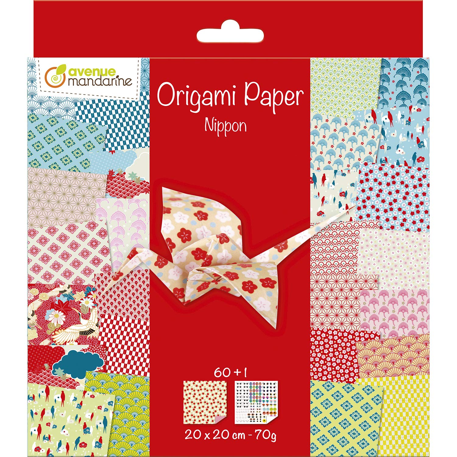 Avenue Mandarine NIPPON — 60 feuilles origami 20x20 cm + stickers yeux