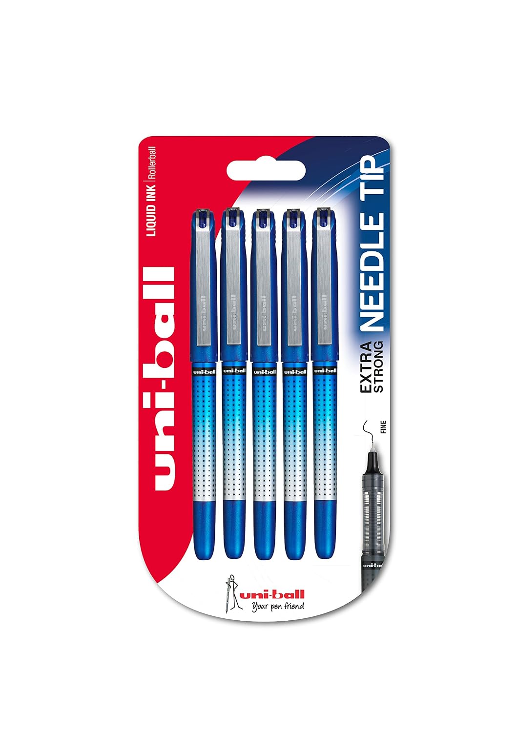 Pack de 5 stylos à bille à pointe aiguille 0,5 mm — bleu