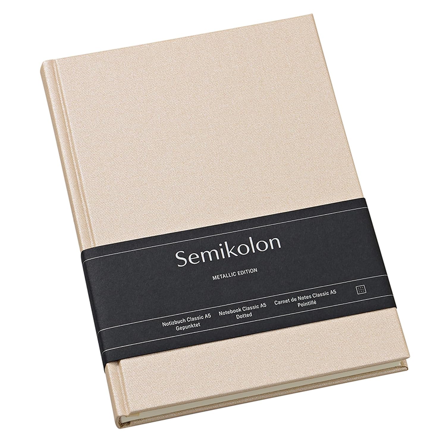 Semikolon Classic — Carnet A5 pointillé 160 pages satin champagne