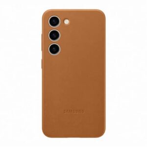 SAMSUNG Galaxy S23 — Coque en cuir camel/beige