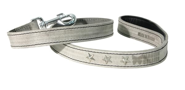 MARTIN — Laisse Montana en cuir grise et noire