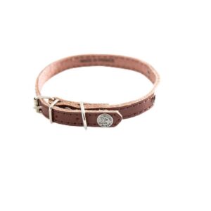 MARTIN SELLIER — Collier classique en cuir surpiqué marron 40 cm