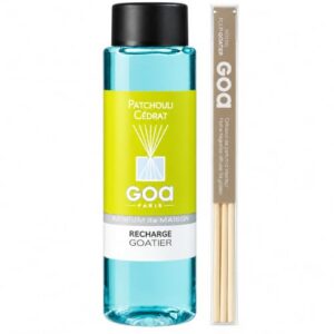 GOA — Recharge diffuseur 260 ml Patchouli Cédrat avec tiges rotin