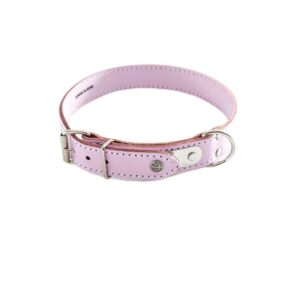 MARTIN SELLIER — Collier classique en cuir surpiqué rose 56 cm