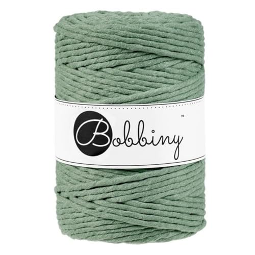 Bobbiny XXL — Corde macramé peignée 5 mm 100 m eucalyptus vert