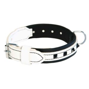 MARTIN SELLIER Montana — Collier en cuir blanc et noir 60 cm