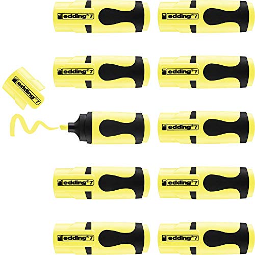 EDDING 7 Mini-surligneur — lot de 10 jaunes pastel