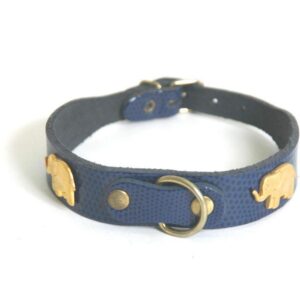 MARTIN SELLIER — Collier pour chien motif lézard bleu 40 cm