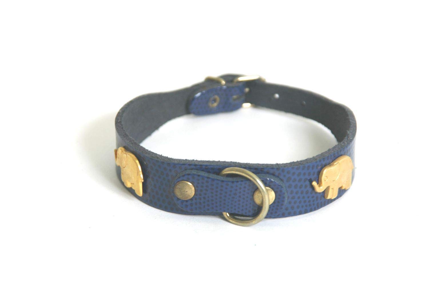 MARTIN SELLIER — Collier pour chien motif lézard bleu 40 cm
