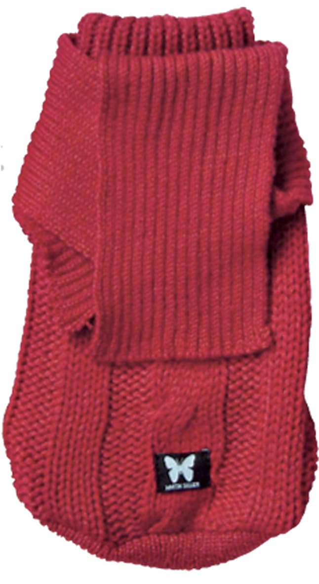 MARTIN — Pull torsadé pour chien avec écharpe assortie rouge 45 cm