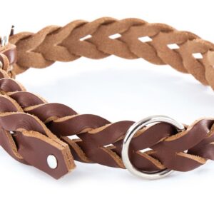 MARTIN SELLIER — Collier pour chien en cuir marron tressé 38 cm