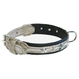 MARTIN — Collier Montana en cuir gris et noir 30 mm 50 cm