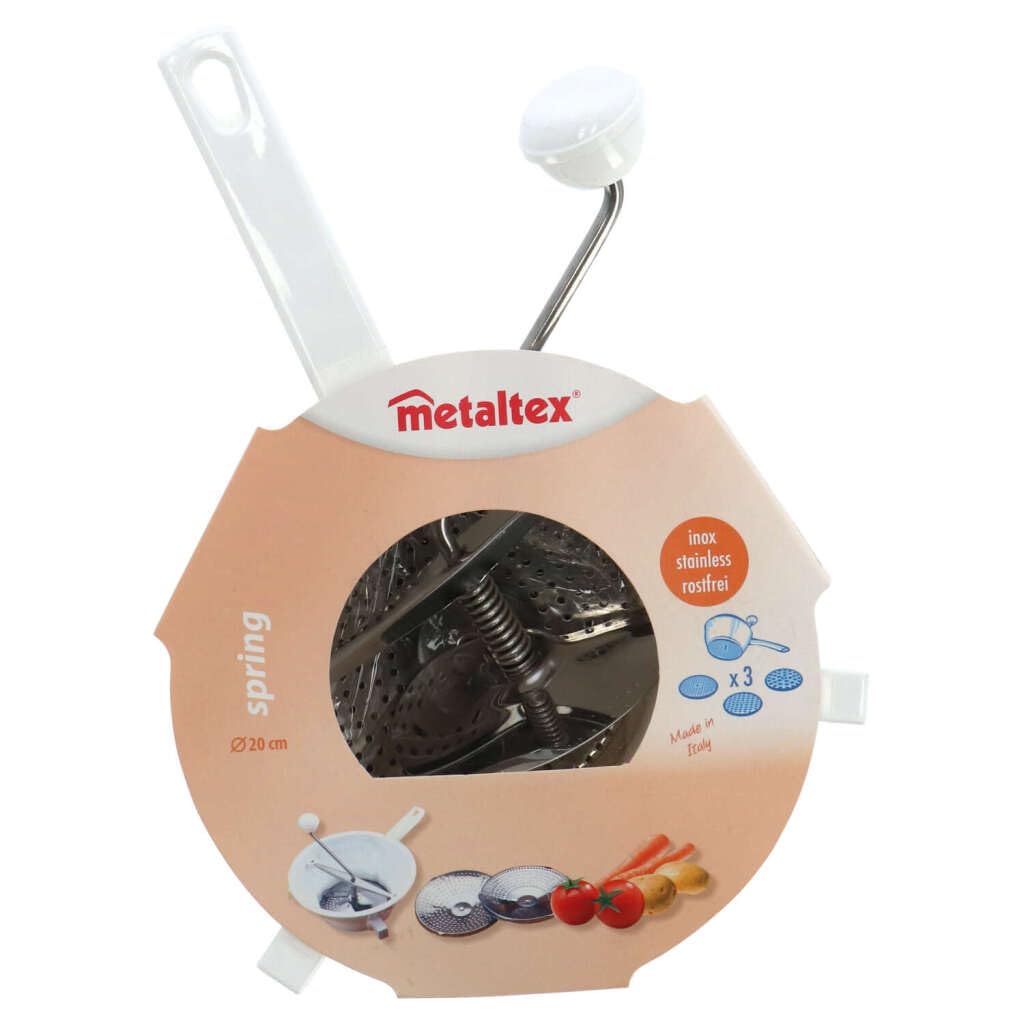 METALTEX Spring — Moulin à légumes inox 3 grilles 20 cm