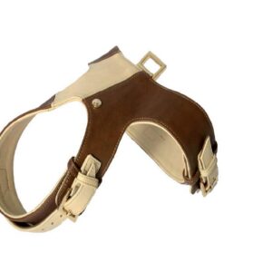 MARTIN SELLIER T4 — Harnais en cuir pour chien café crème