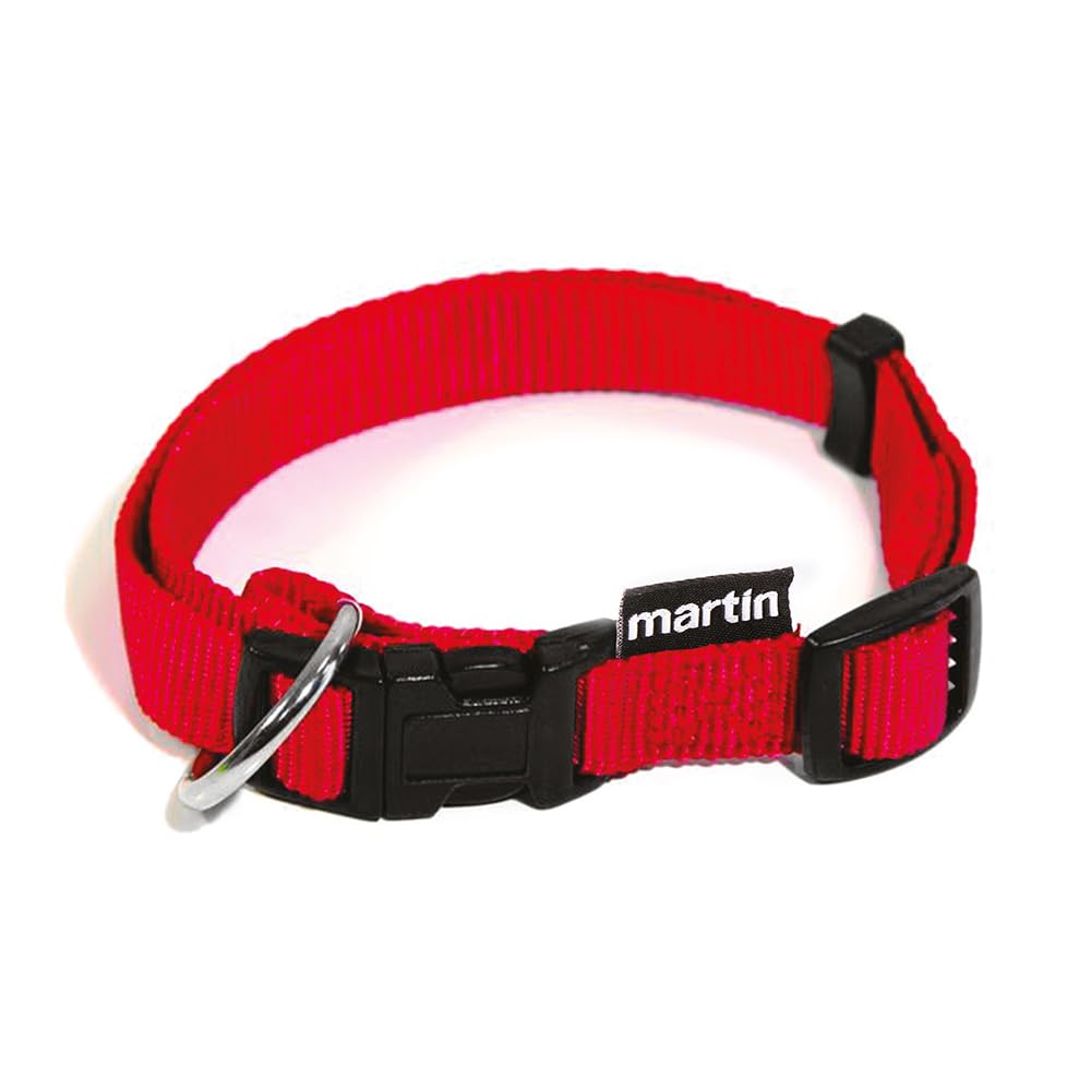 MARTIN — Collier pour chien rouge réglable en nylon 30 à 45 cm