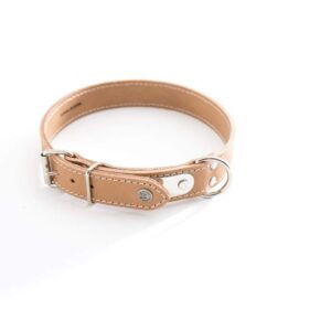 MARTIN — Collier classique en cuir surpiqué avec plaque 62 cm
