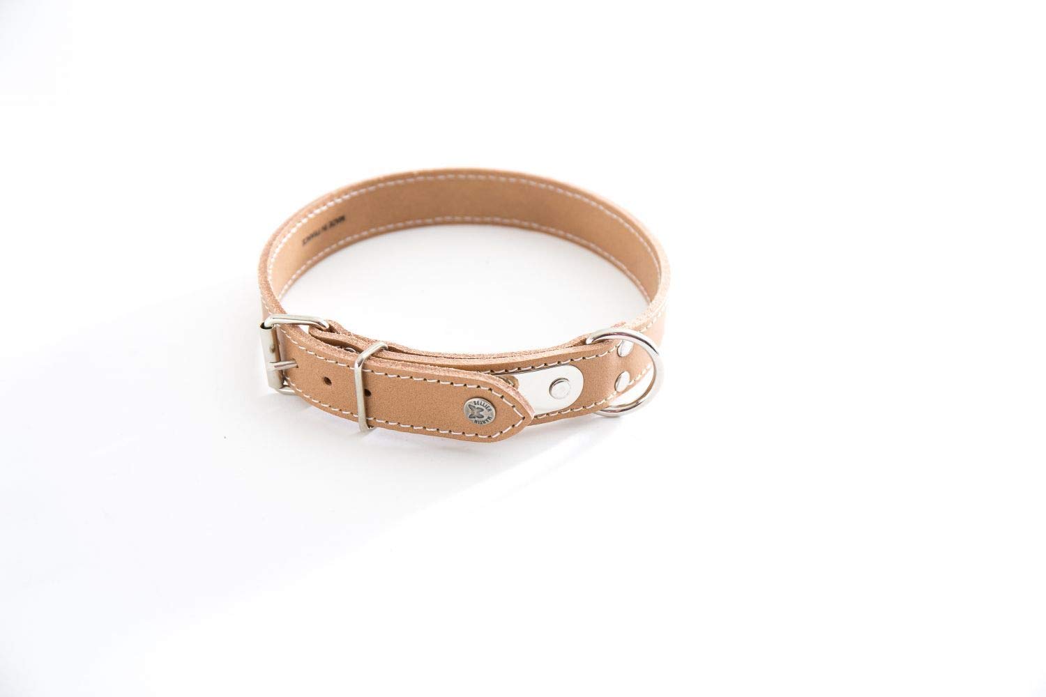 MARTIN — Collier classique en cuir surpiqué avec plaque 62 cm