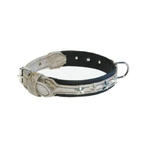 MARTIN — Collier Montana en cuir gris et noir 25 mm 40 cm