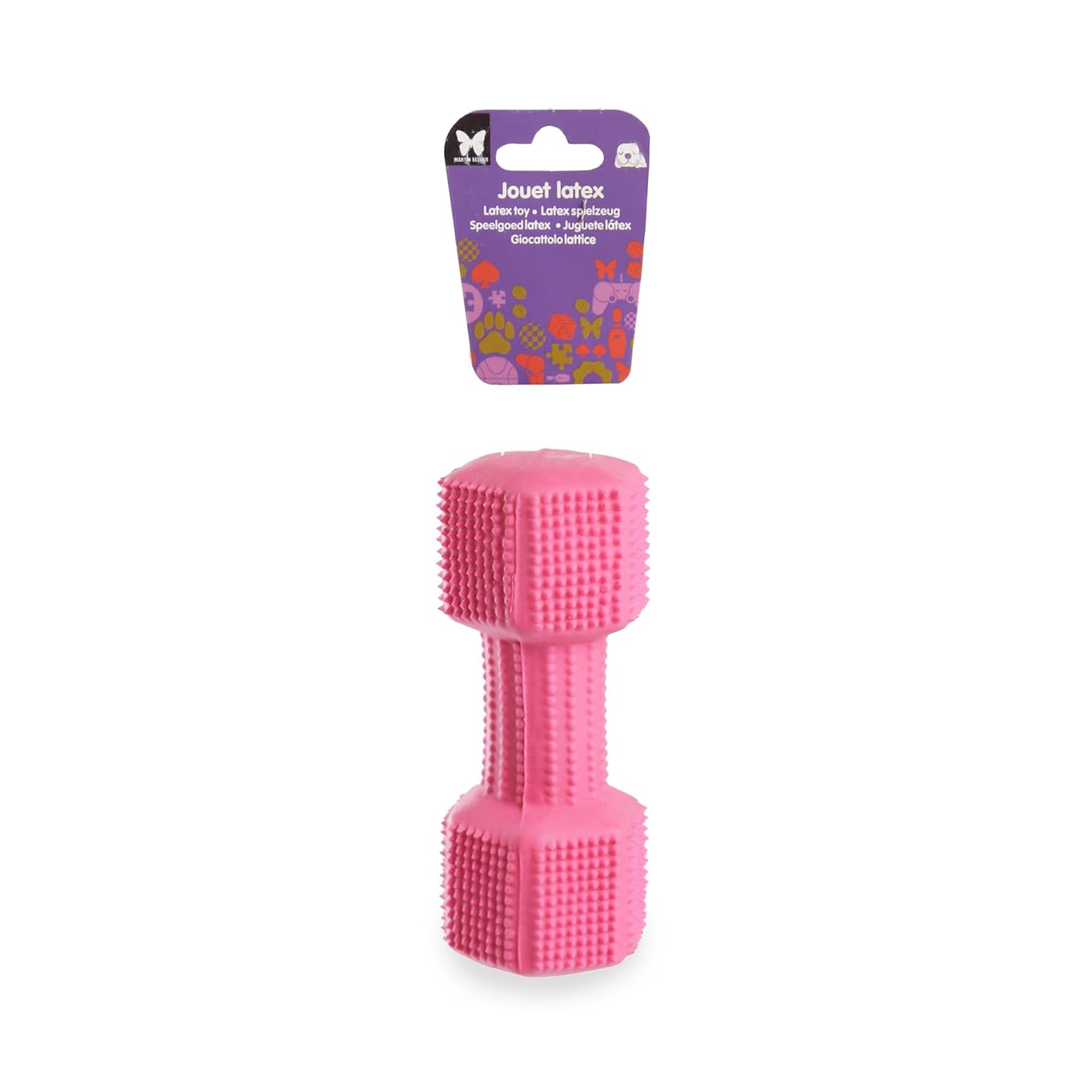 MARTIN SELLIER — Haltère avec picots en latex rose 7/9 cm