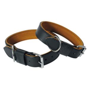 MARTIN Black & Tan — Collier en cuir noir et naturel 35 cm