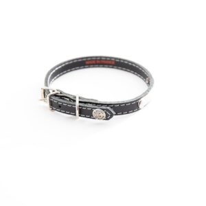 MARTIN SELLIER — Collier classique en cuir surpiqué avec plaque