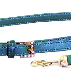 MARTIN SELLIER Carlain — Laisse pour chien en cuir d’agneau verte