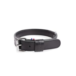 MARTIN — Collier pour chien en cuir double épaisseur noir 65 cm