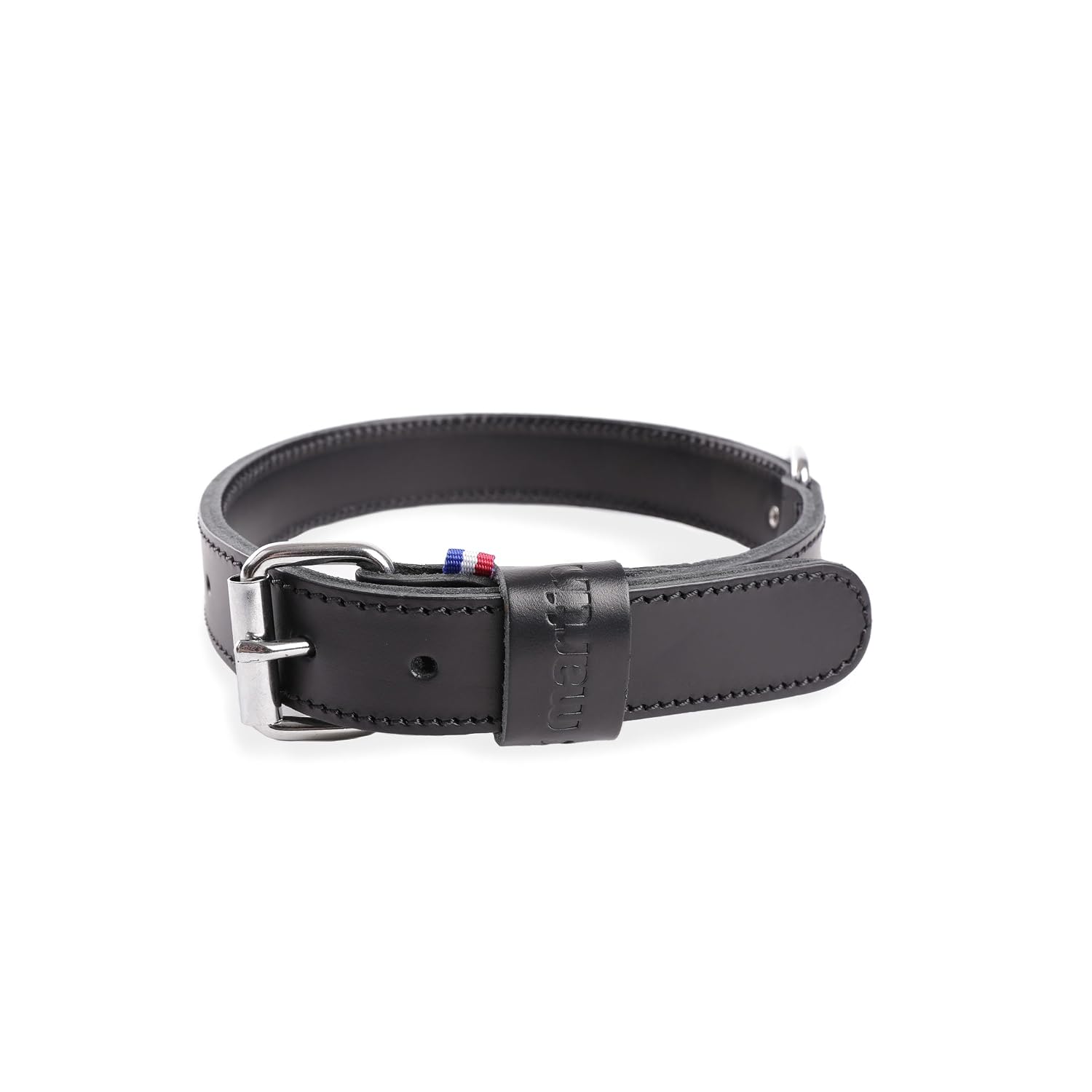 MARTIN SELLIER — Collier en cuir noir double épaisseur
