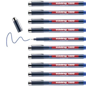 Lot de 10 feutres fins de précision bleus — pointe 0,5 mm