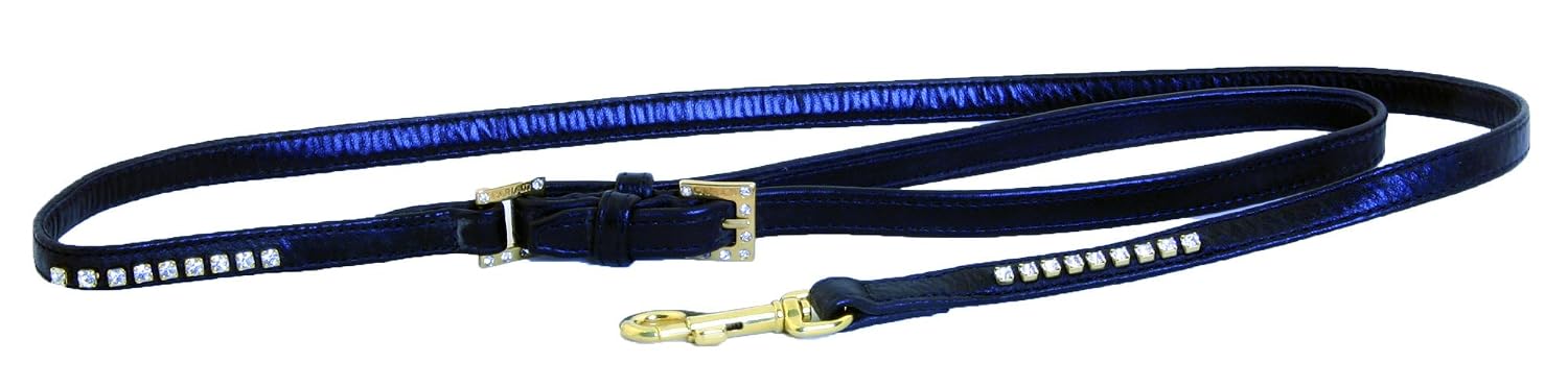 MARTIN SELLIER Carlain — Laisse pour chien en cuir d’agneau bleu