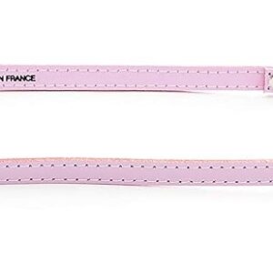MARTIN SELLIER Classique — Laisse en cuir surpiqué rose 1 m