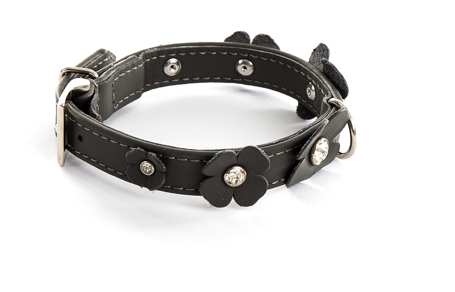 MARTIN SELLIER — Collier en cuir fantaisie trèfle gris