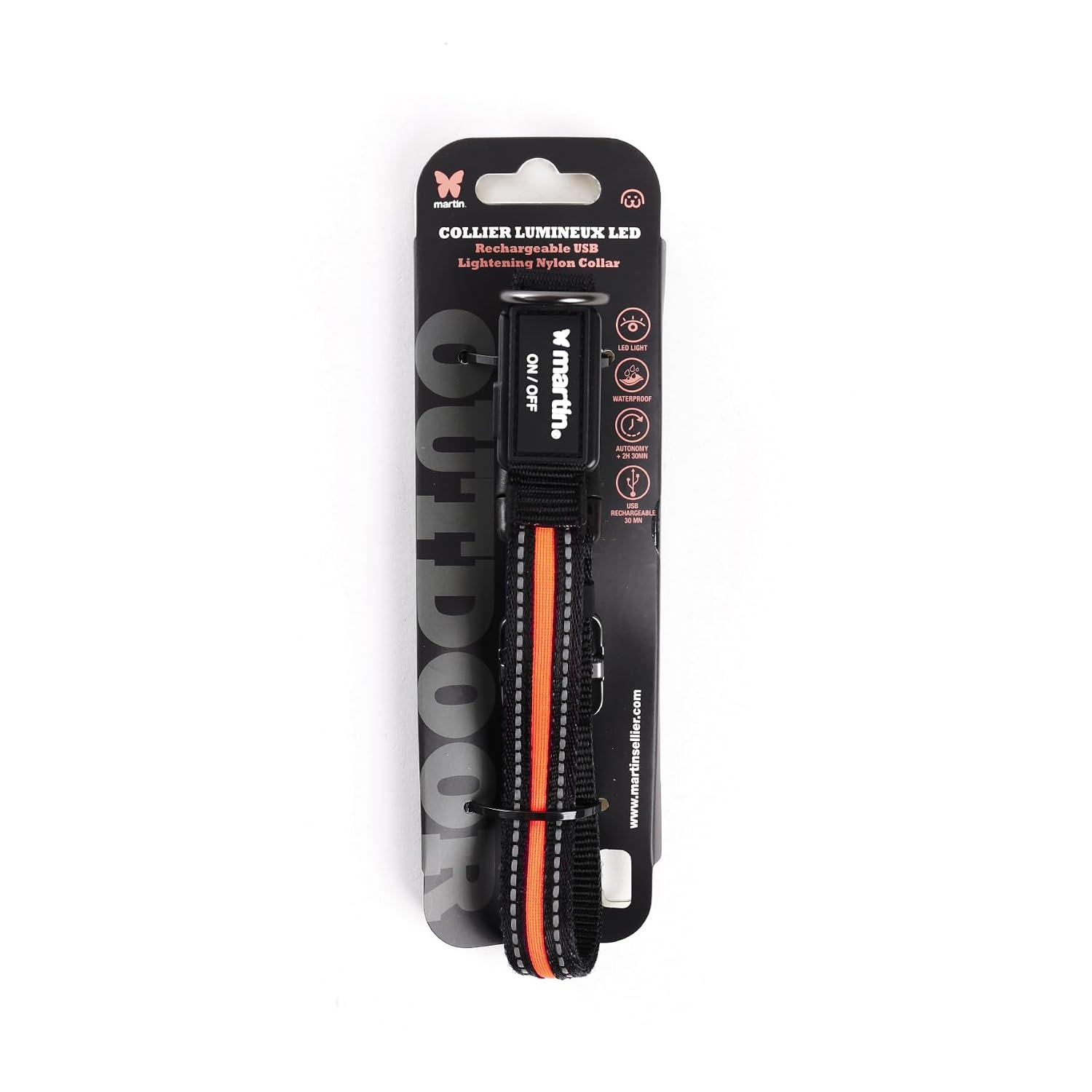 MARTIN SELLIER — Collier lumineux en nylon orange USB