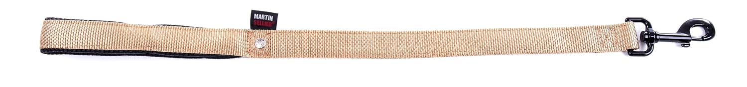 MARTIN SELLIER — Laisse double épaisseur en nylon beige 60 cm