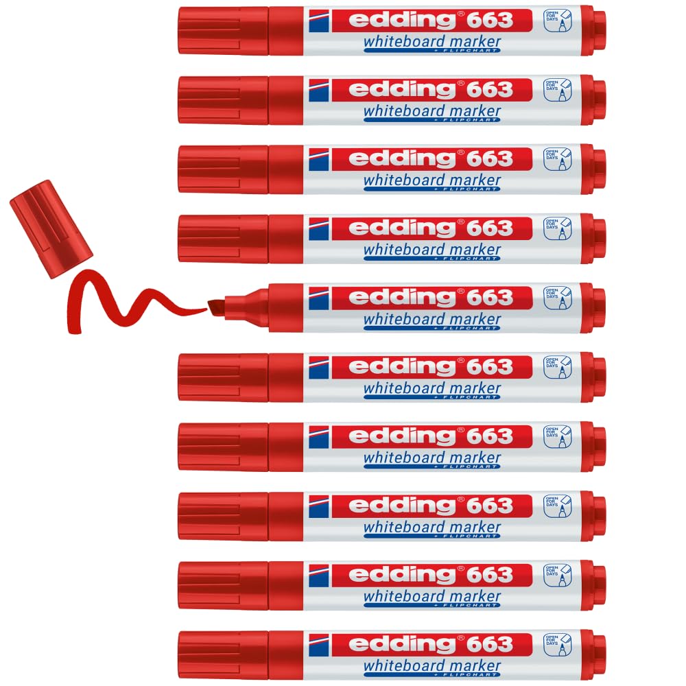 Marqueur pour tableau blanc — rouge, pointe biseautée 1-5 mm