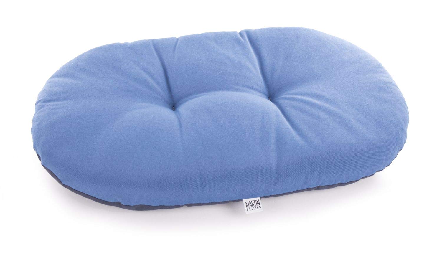 MARTIN SELLIER Classique — Coussin ovale ouatiné vert/chocolat 53 cm