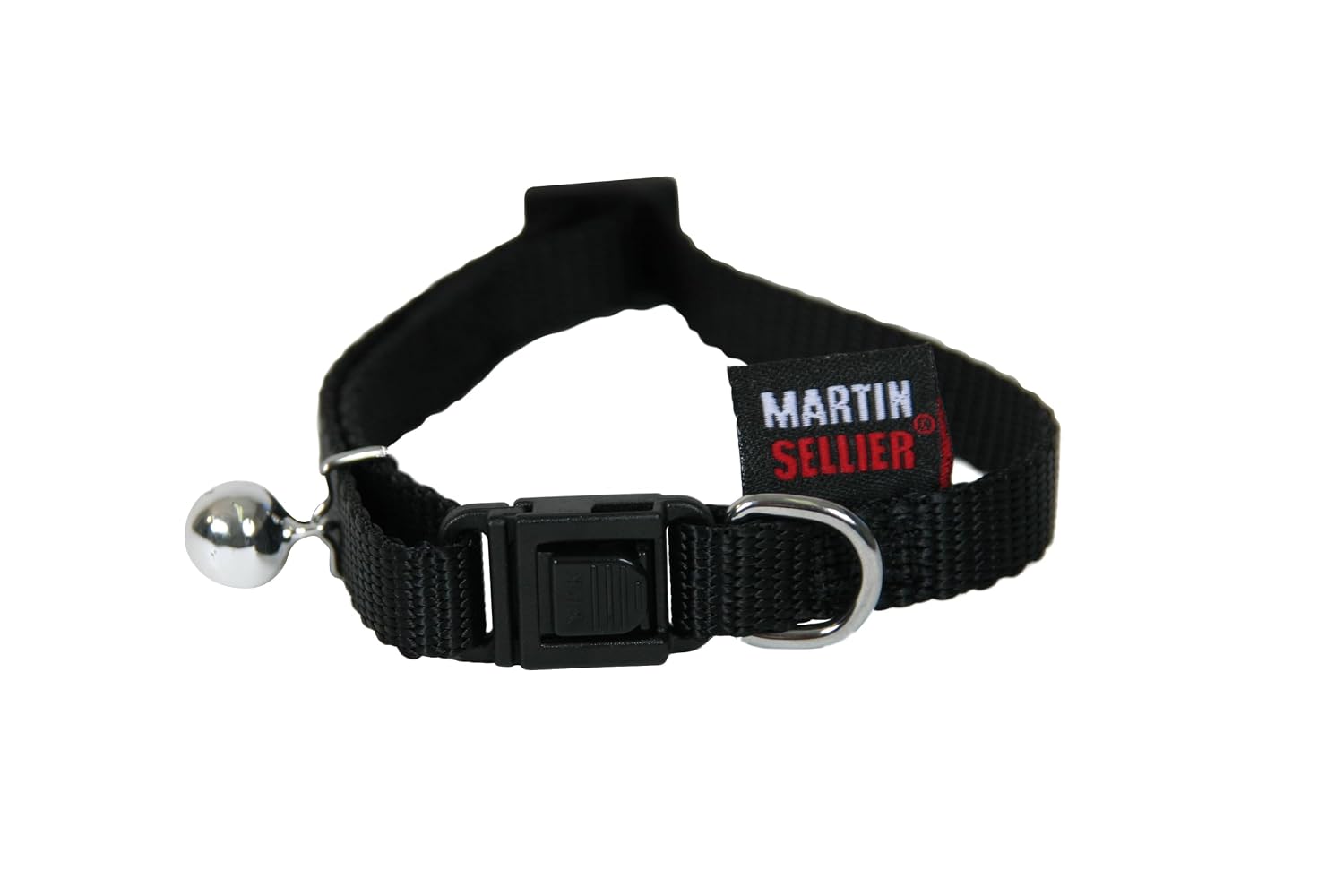 MARTIN — Collier réglable en nylon noir pour chat