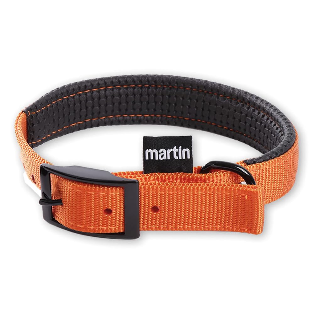 MARTIN — Collier confort droit en nylon orange pour chien