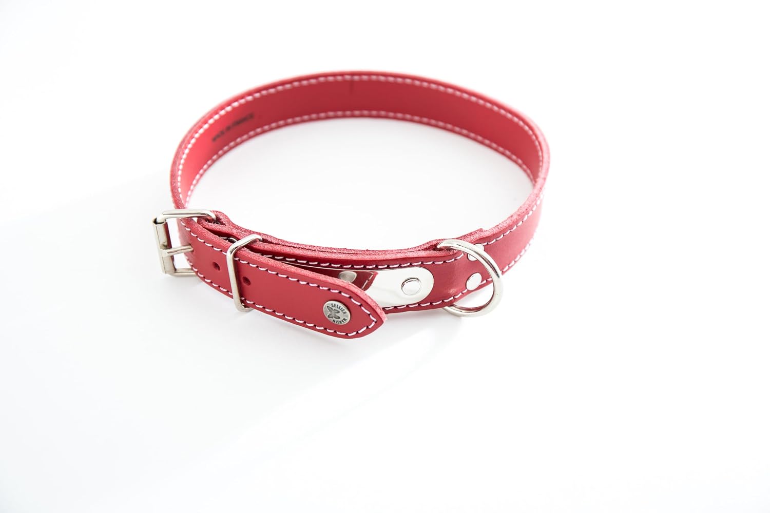 MARTIN SELLIER — Collier classique en cuir surpiqué avec plaque