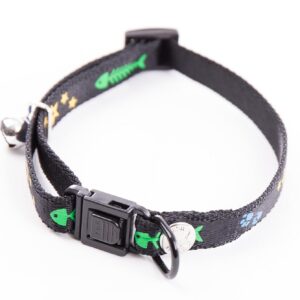 MARTIN Fish & Star — Collier pour chat en nylon noir 25/35 cm