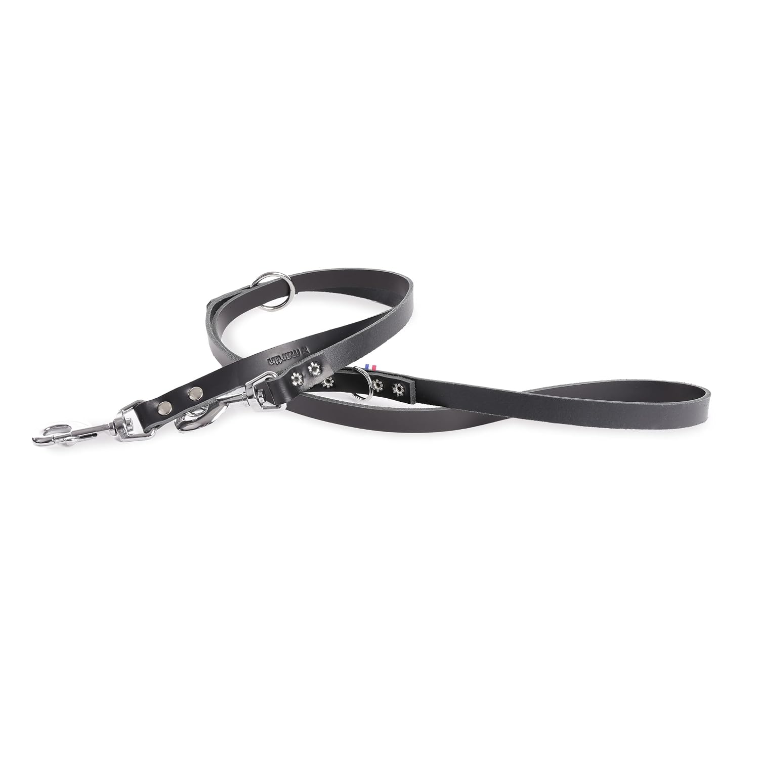 MARTIN Sellier — Laisse multiposition pour chien en cuir noir 200 cm