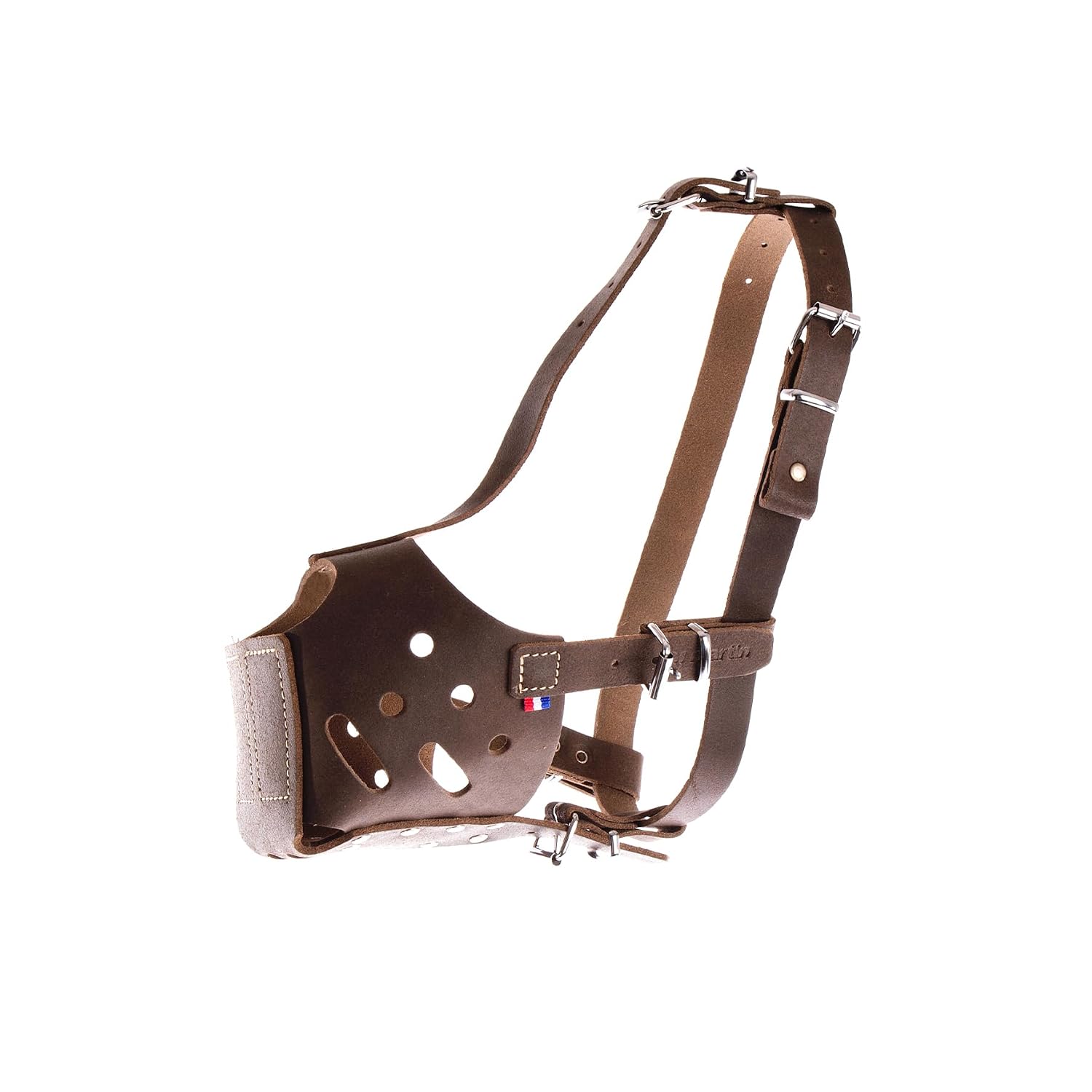 MARTIN — Muselière pour chien en cuir naturel marron T2