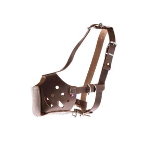 MARTIN SELLIER — Muselière pour chien en cuir naturel marron