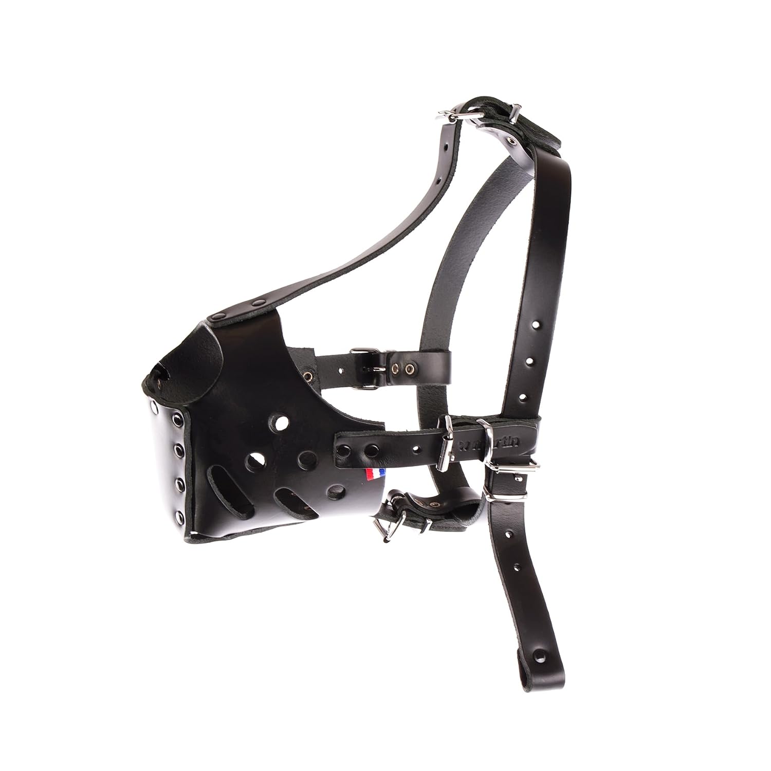 MARTIN — Muselière pour chien en cuir noir spéciale Amstaff T1